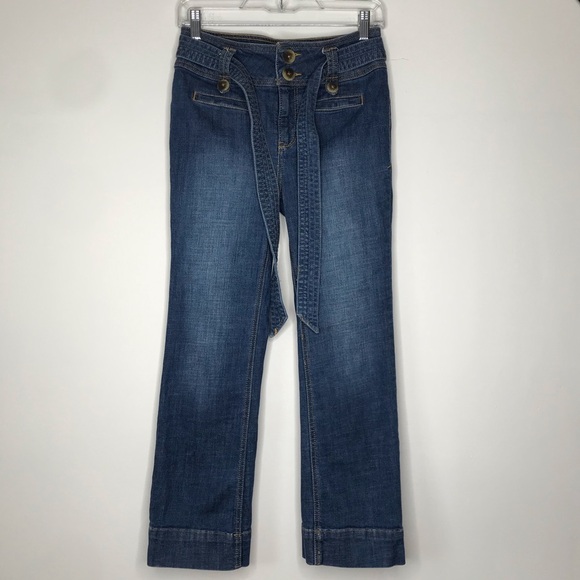 Pilcro and the Letterpress Denim - Anthropologie Pilcro and the Letterpress Cropped Culotte Tie Belt Jeans Size 25P
